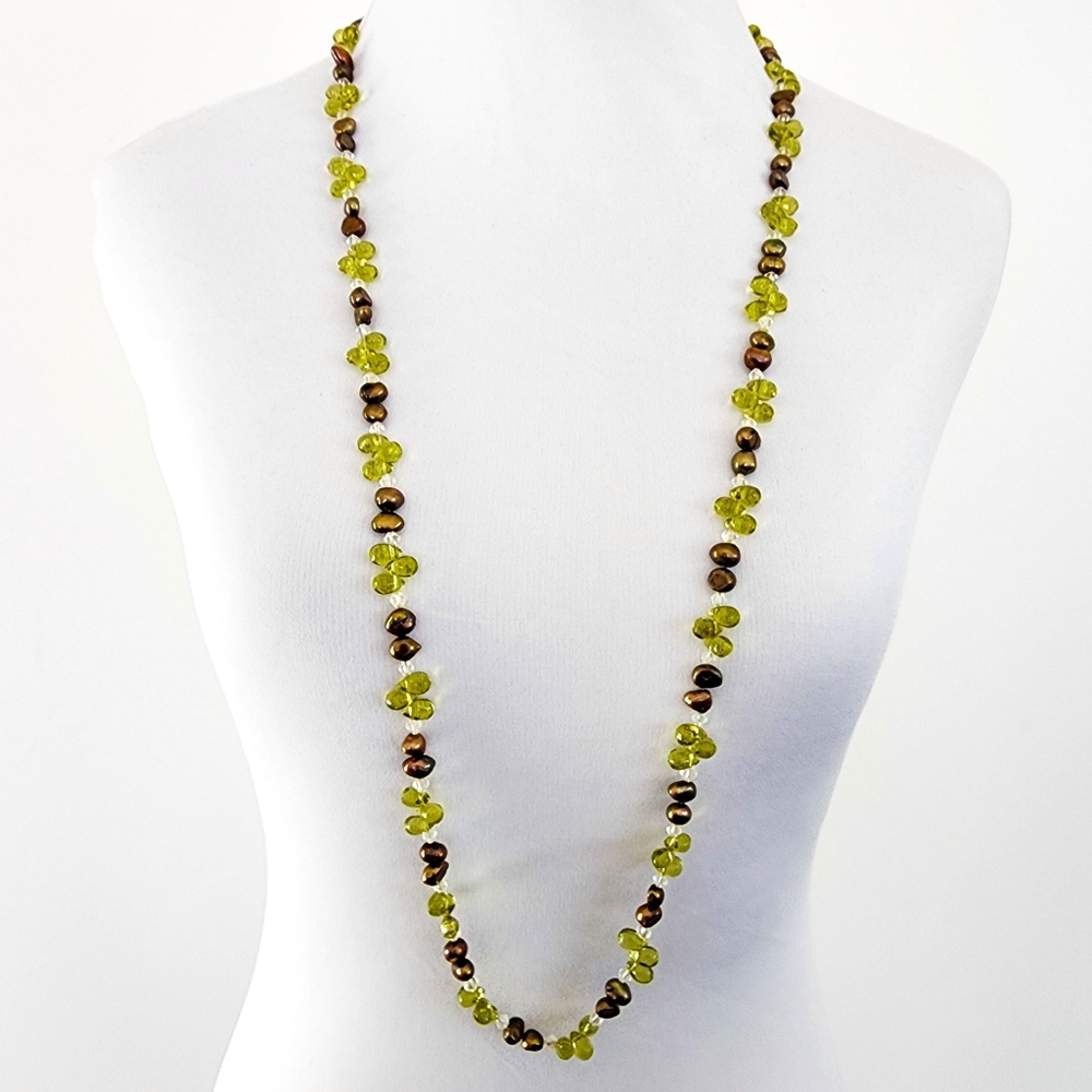 Infinity pearl art glass necklace potato pearls long necklace A0364 Q7